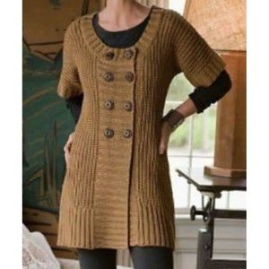 Soft Surroundings Sm City Sweater Brown Short Sleeve Tunic Blouse Style #22662